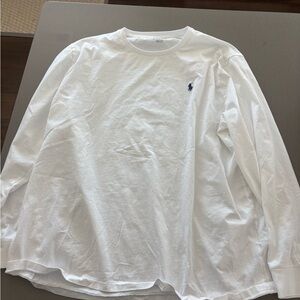 Polo Ralph Lauren White Long Sleeve Tee with Navy Logo